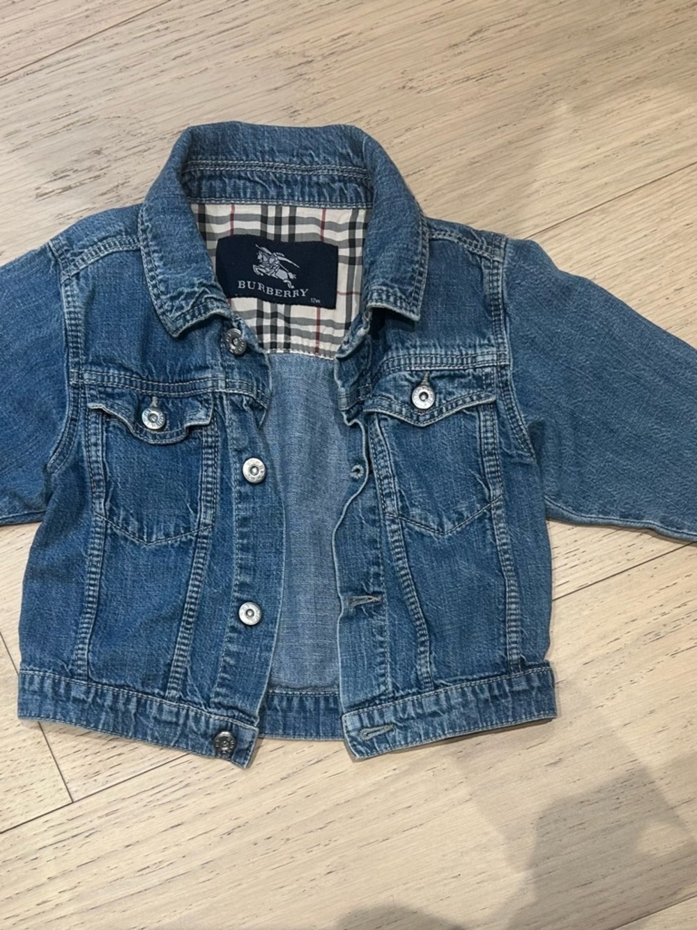 Burberry Kids Denim Jacket in Medium Blue with Signature Check Lining